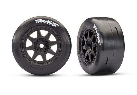 TRAXXAS Black Rear Mini Rally Wheels w/ Slick Tires (Soft) (2) 10875-BLK