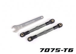 TRAXXAS Toe links, front (TUBES CHARCOAL GREY-anodized, 7075-T6 aluminum, stronger than titanium) (2) (assembled with rod ends and hollow balls)/ aluminum wrench (1) 2445A