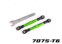 TRAXXAS Toe links, front (TUBES green-anodized, 7075-T6 aluminum, stronger than titanium) (2) (assembled with rod ends and hollow balls)/ aluminum wrench (1) 2445G