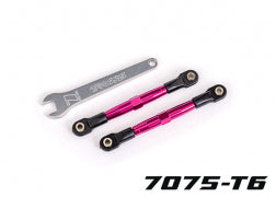 TRAXXAS Toe links, front (TUBES PINK-anodized, 7075-T6 aluminum, stronger than titanium) (2) (assembled with rod ends and hollow balls)/ aluminum wrench (1) 2445P