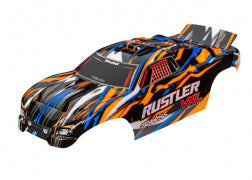 Body, Rustler® VXL, ORNG/BLU(painted, decals applied) 3726T