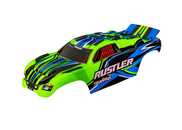 TRAXXAS BODY RUSTLER GREEN CLIPLESS 3734-GRN