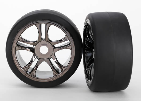 Traxxas XO1 Front Tire & Wheel Set (2) (Black Chrome) (S1) 6479