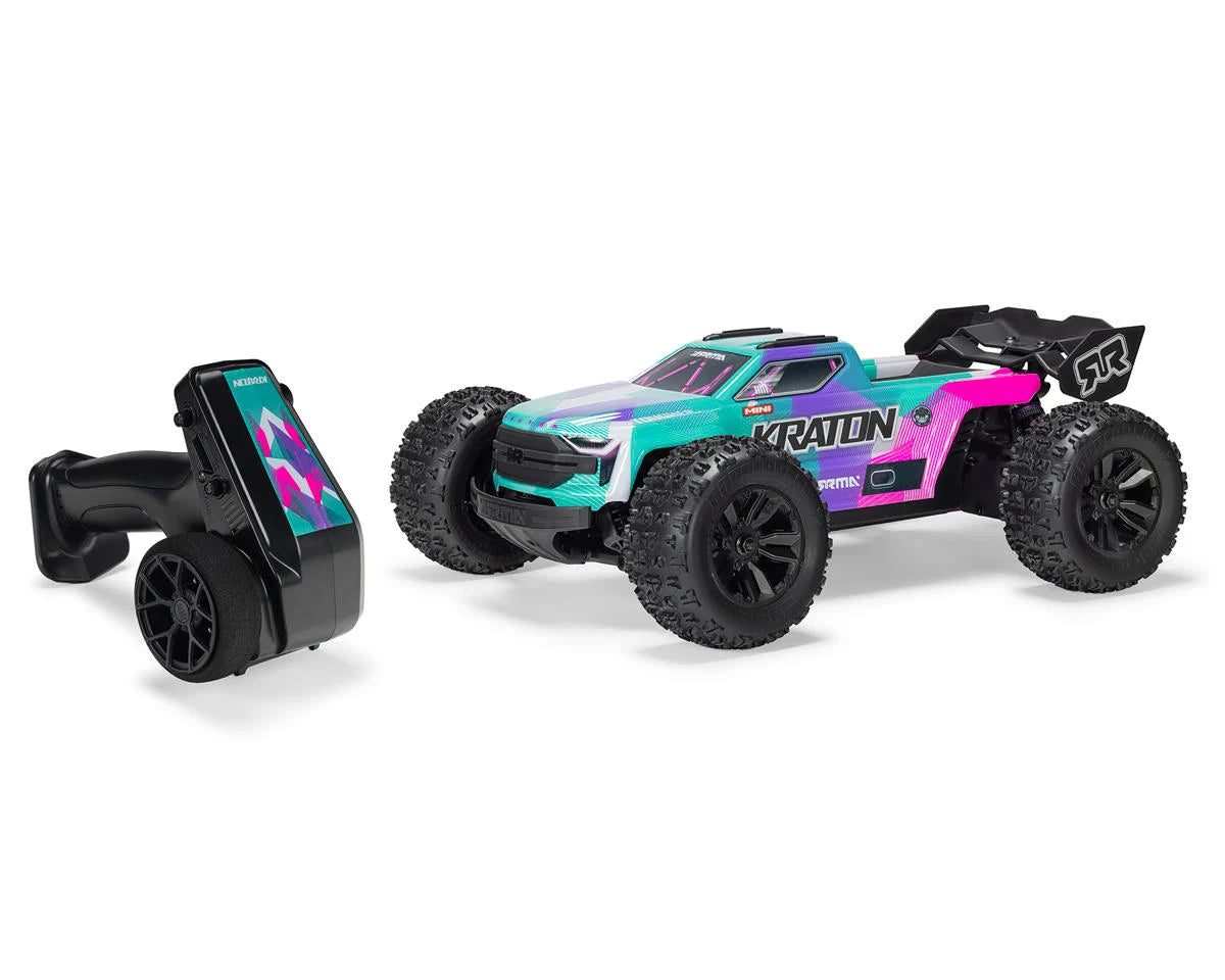 Arrma Mini Kraton 3S BLX 4X4 1/16 RTR Brushless Speed Monster Truck (Teal/Pink) ARA2508ST2