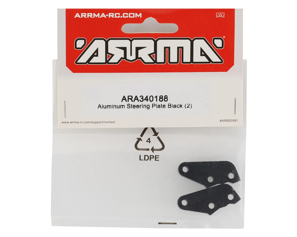 Arrma Aluminum Steering Plate (Black) (2) ARA340188