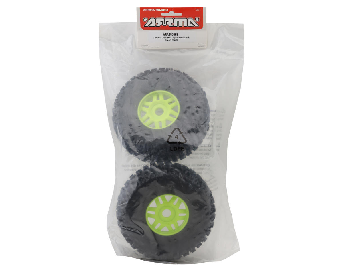 Mojave 6S BLX dBoots "Fortress" Pre-Mounted Tire Set (Green) (2) ARA550068