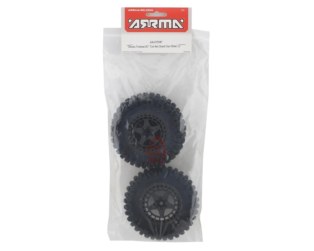 Arrma Senton 3S BLX, Dboots 'Fortress SC' Tire Set Glued Gun Metal (2) w/14mm Hex ARA550087