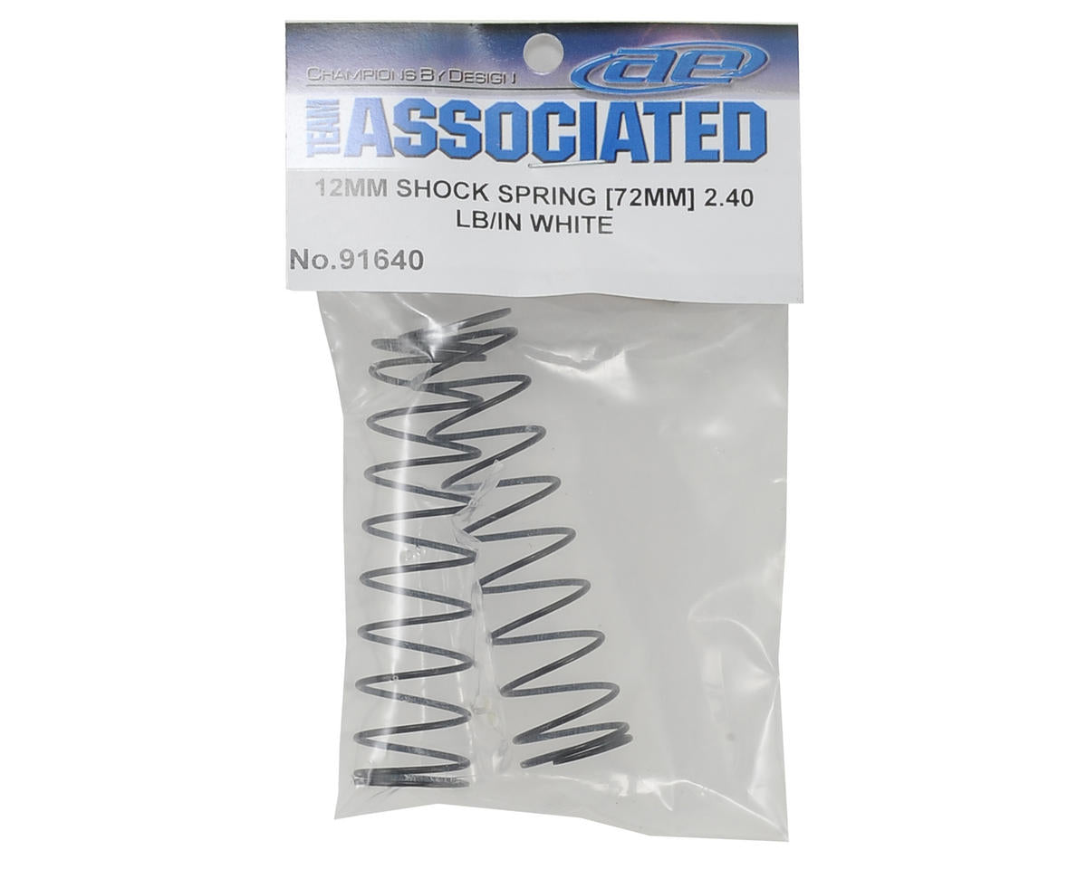 Team Associated 12mm Rear Shock Spring (2) (White/2.40lbs) (72mm Long) 91640