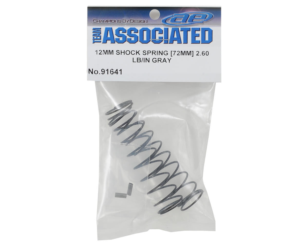 Team Associated 12mm Rear Shock Spring (2) (Gray/2.60lbs) (72mm Long) ASC91641