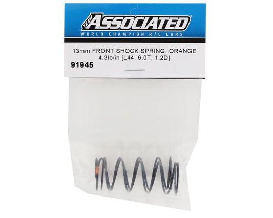 Team Associated 13mm Front Shock Spring (Orange/4.3lbs) (44mm) 91945