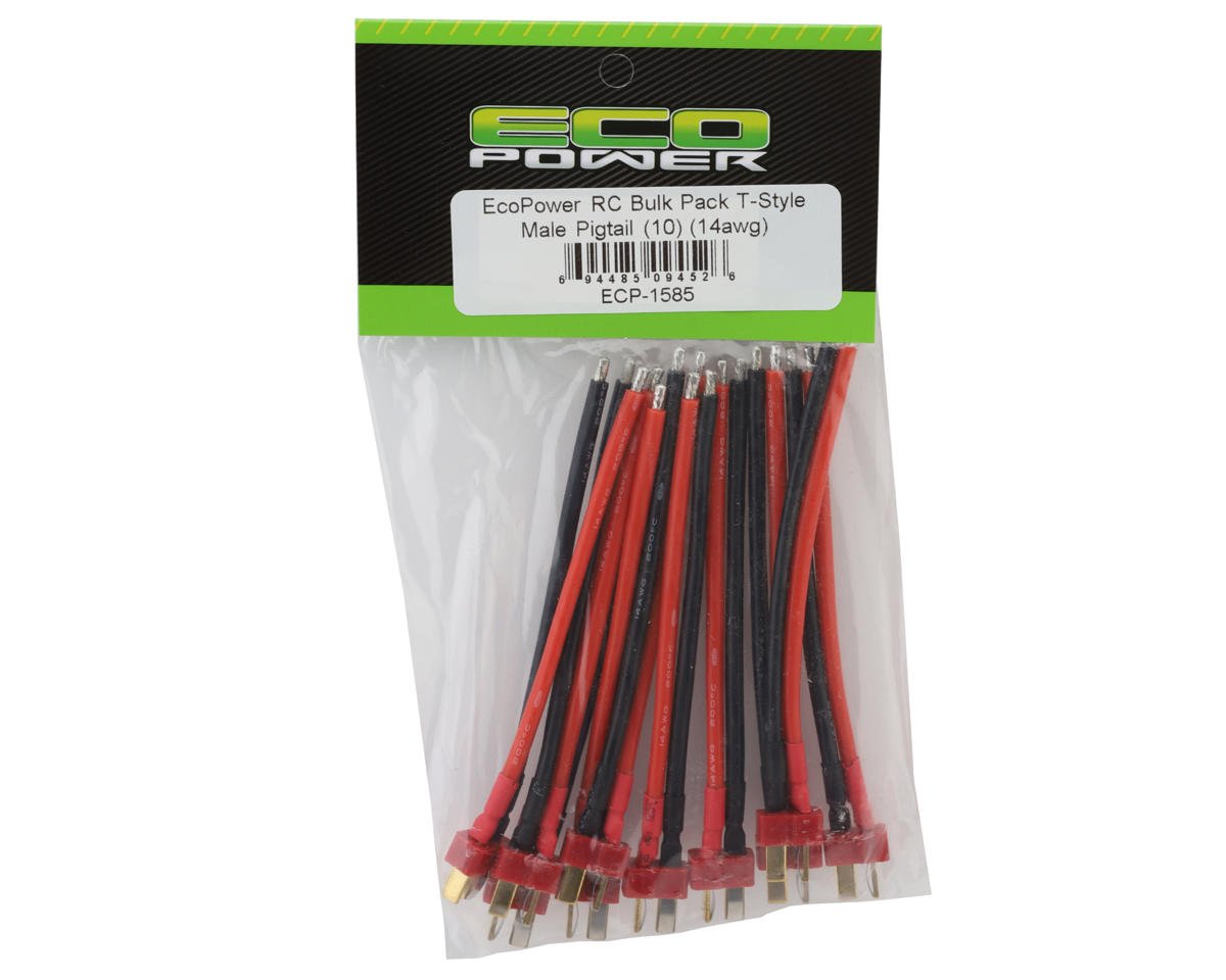 EcoPower Bulk Pack T-Style Male Pigtail (10) (14awg) ECP-1585
