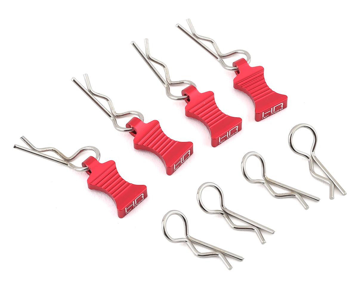 Hot Racing 1/10 Aluminum EZ Pulls w/Body Clips (Red) (4) AC03EZ02