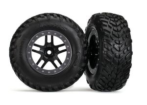 Traxxas Tire/Wheel Assembled Glued SCT Split-Spoke Black 5890