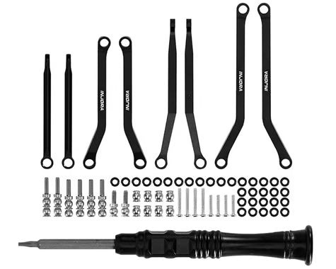 Injora Axial SCX30 Aluminum High Clearance Suspension Links Set (Black) INJSCX30-02BK