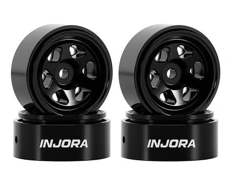 Injora Axial SCX30 D18 0.7" 6-Spoke Aluminum Micro Rock Crawler Beadlock Wheels (Black) (4) INJW7001BK-18
