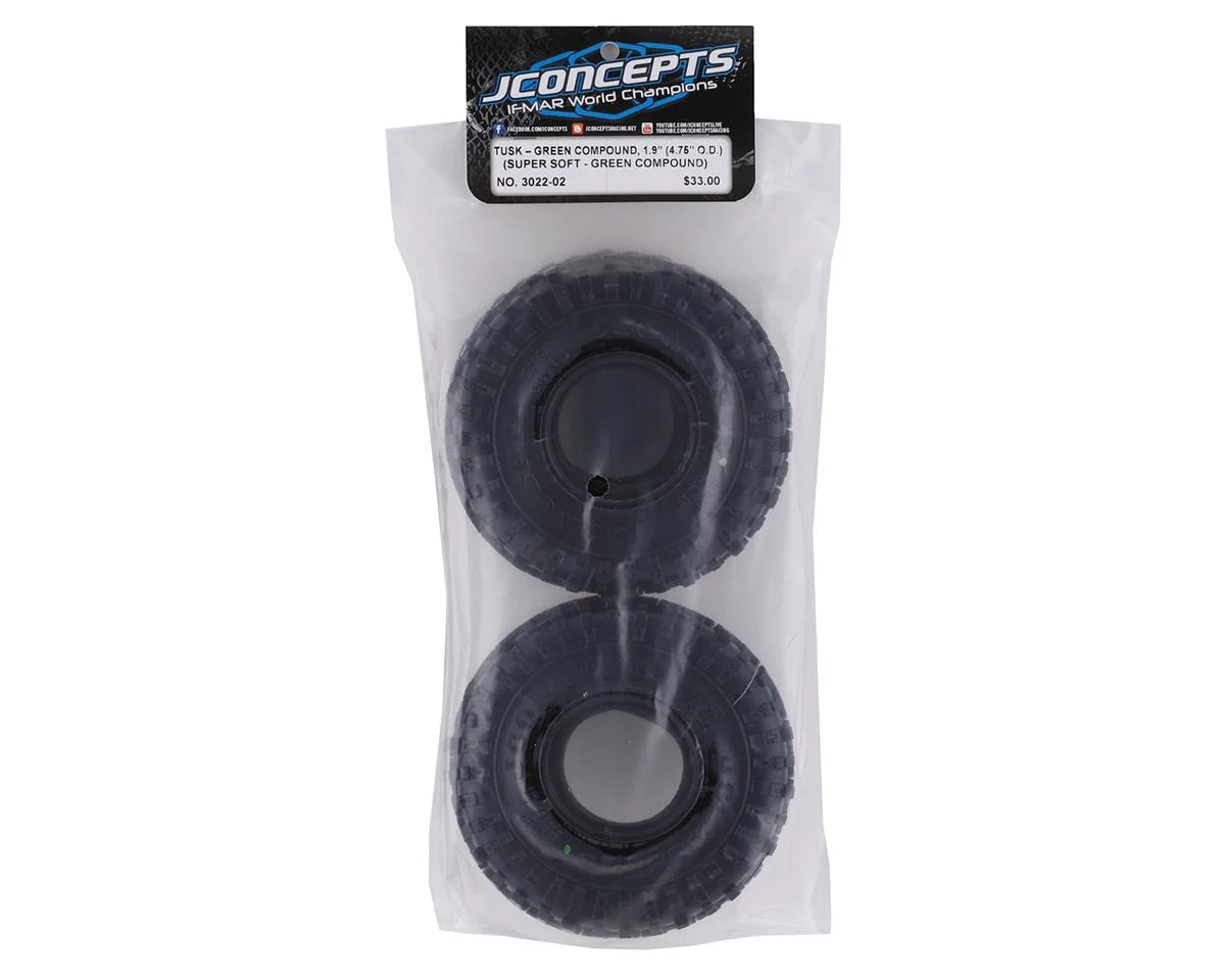 JConcepts Tusk 1.9" Performance Class 2 All Terrain Crawler Tires (2) (Green) 3022-02