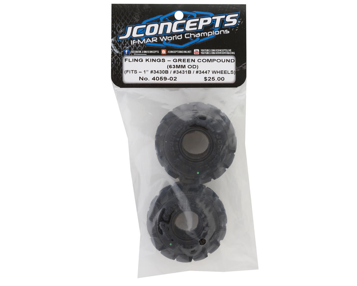 JConcepts Fling Kings 1.0" Micro Crawler Tires (63mm OD) (2) (Green) 4059-02