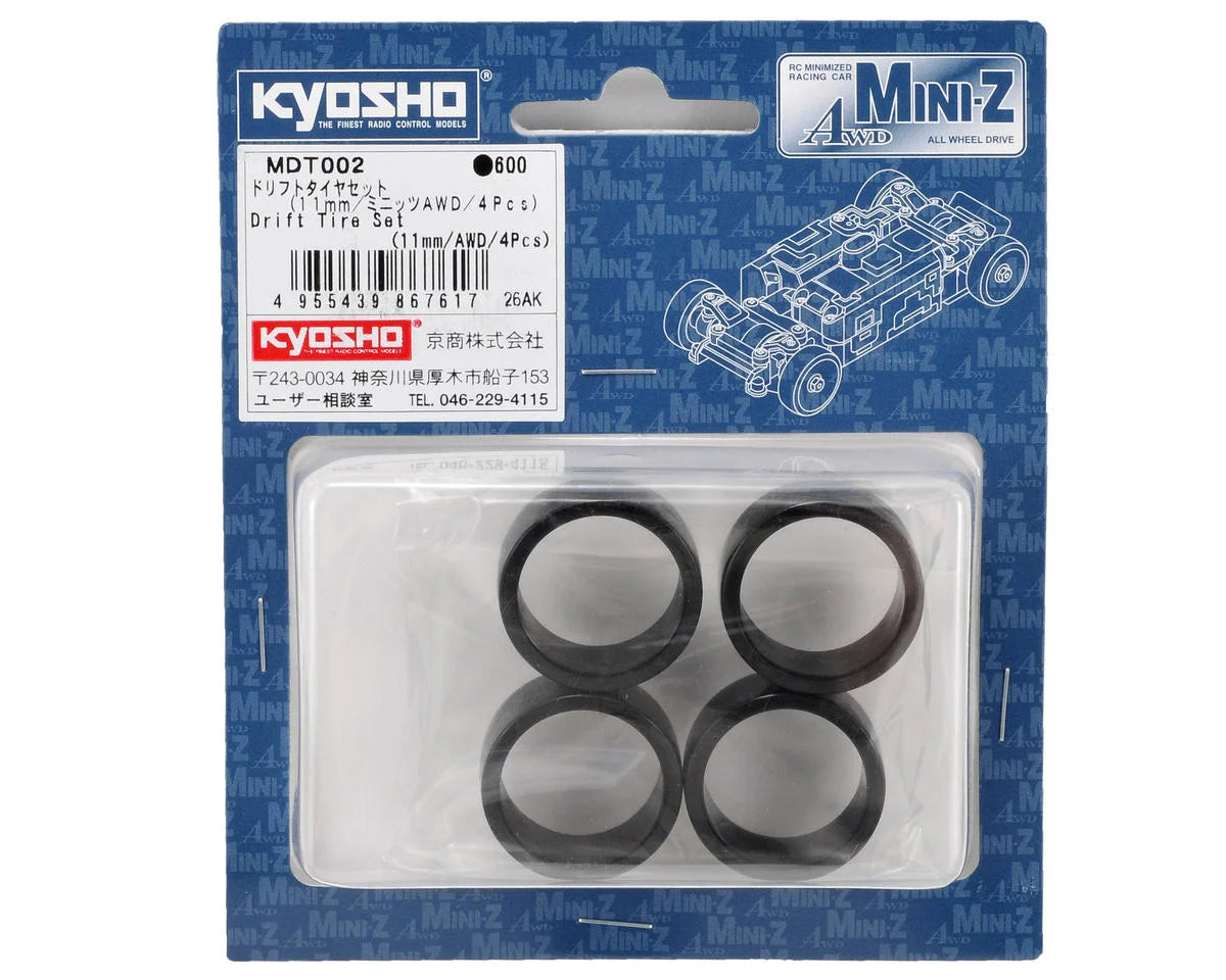 Kyosho Drifting Tire Set, 11mm, AWD, for Mini-Z KYOMDT002