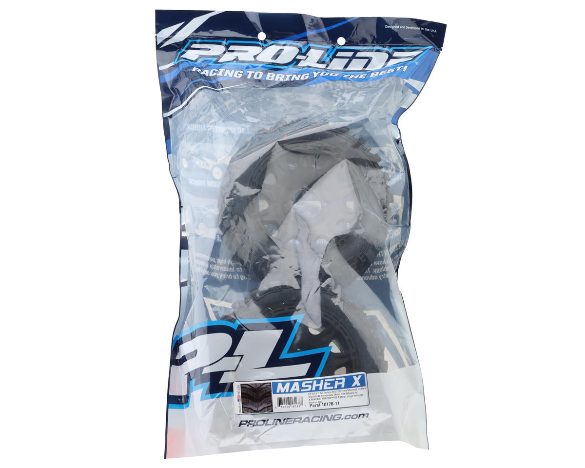 Pro-Line 1/6 Masher X HP Belted Pre-Mounted Monster Truck MTD Tires (Black) (2) w/24mm Hex PRO10176-11