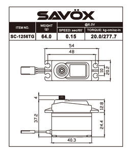 SAVOX Standard Size Coreless Digital Servo, 0.15sec / 277oz @ 6V SAVSC1256TG