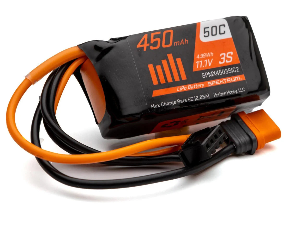 Spektrum RC 3S Smart LiPo Battery 50C (11.1V/450mAh) w/IC2 Connector SPMX4503SIC2