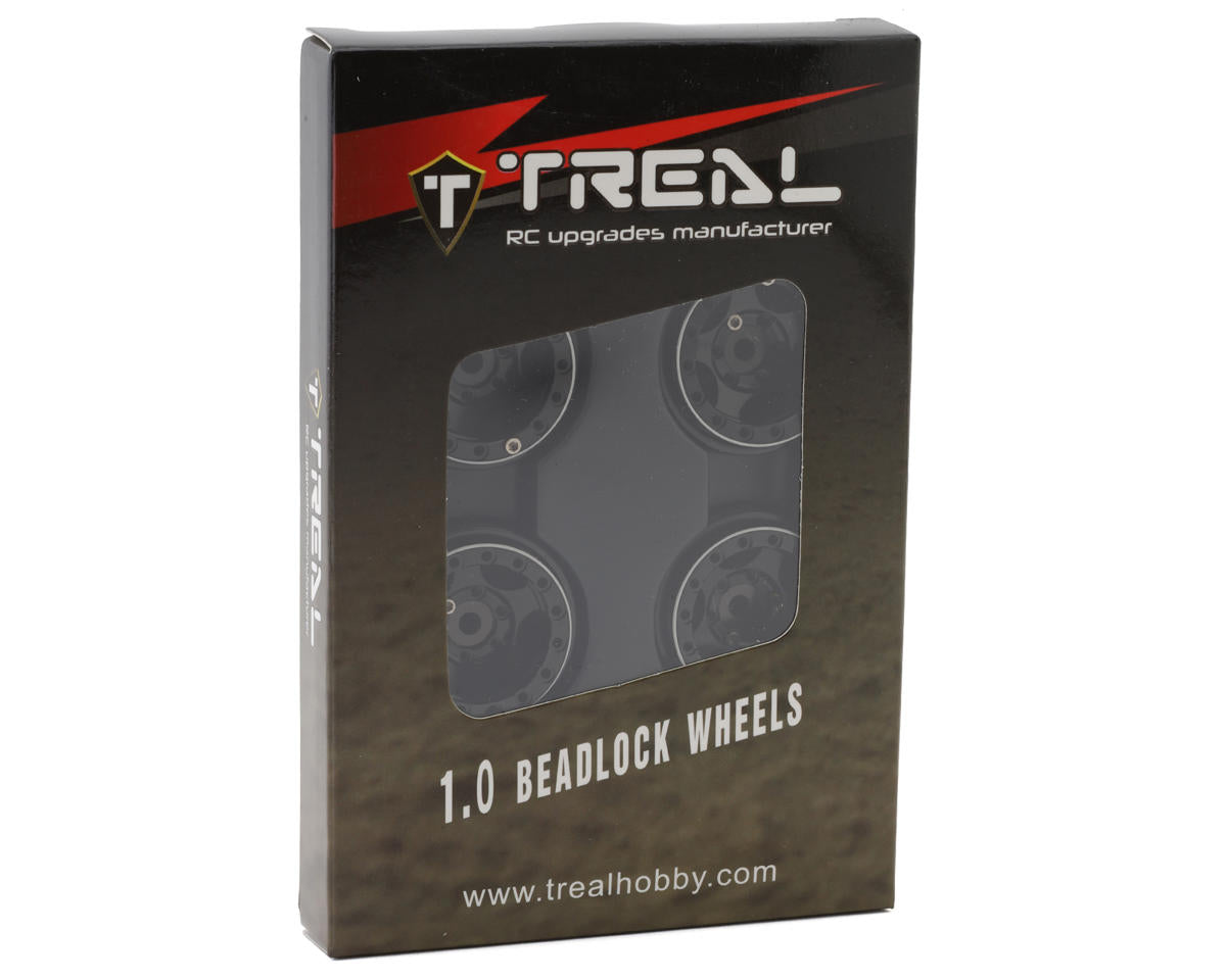 Treal Hobby Type B 1.0" 5-Spoke Beadlock Wheels (Black/Black) (4) (22.4g) TLHTSCX24-44