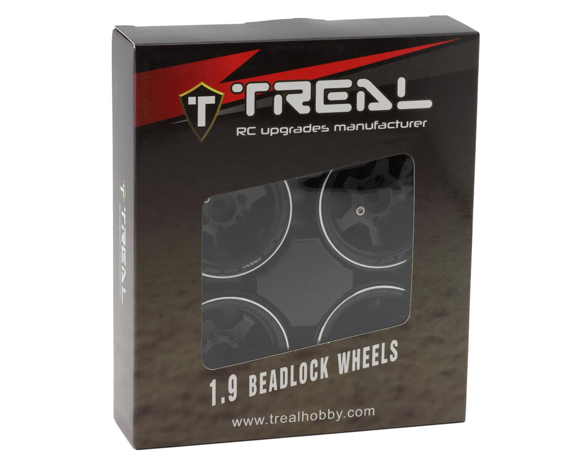 Treal Hobby Type H 1.9" 6-Spoke Beadlock Wheels (Black) (4) TLHTWHEEL-68