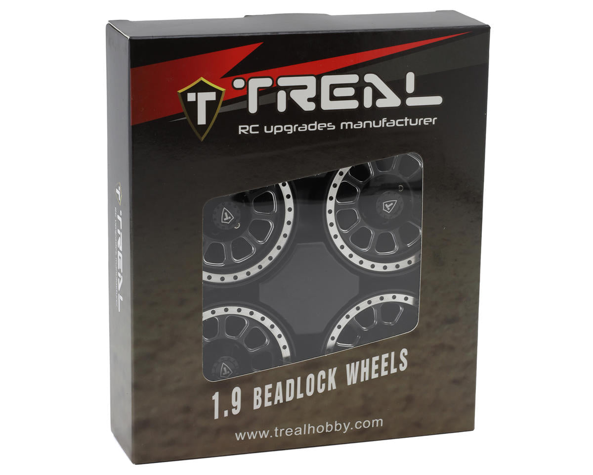 Treal Hobby Type V2 1.9" Beadlock Wheels (Black/Silver) (4) TLHTWHEELS-04