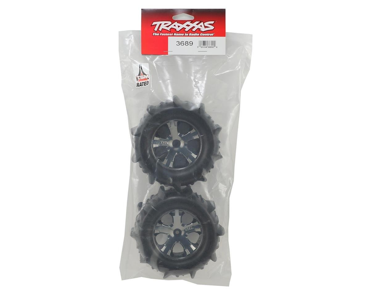 Traxxas Paddle Tires 2.8" Pre-Mounted w/All-Star Electric Rear Wheels (2) (Black Chrome) 3689