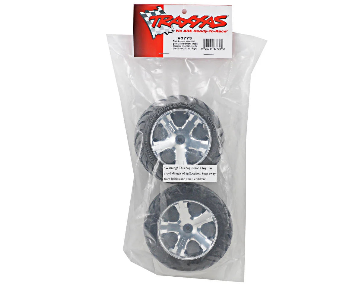 Traxxas Anaconda Rear Tires w/All-Star Wheels (2) (Chrome) (Standard) 3773
