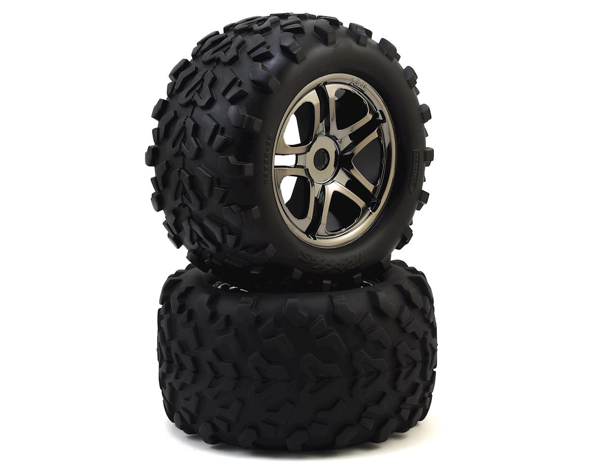 Traxxas Maxx Tires 3.8" Pre-Mounted Tires w/Split Spoke Wheels (2) (Black) 17mm Splined Hex 4983A