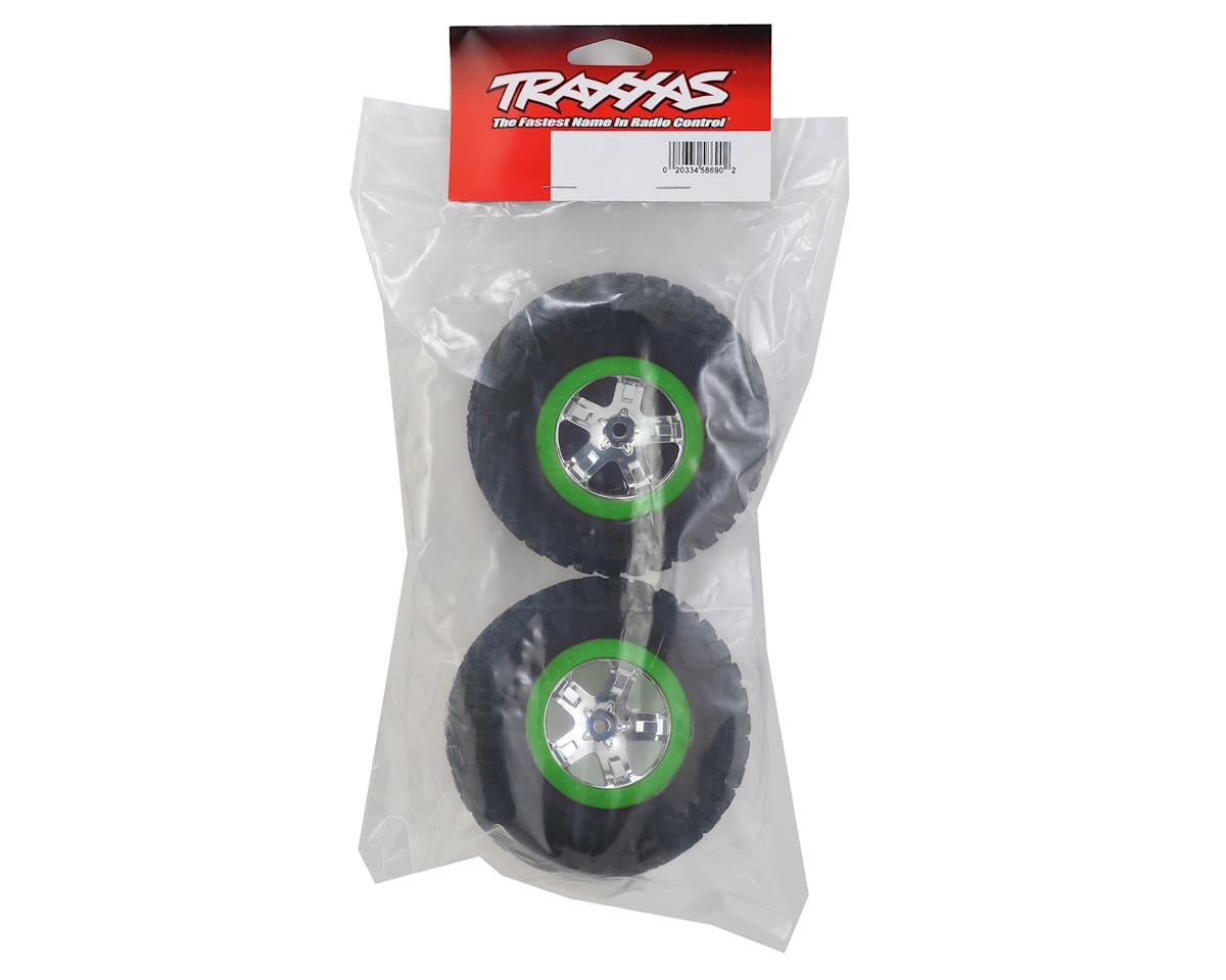 Traxxas BFGoodrich KM2 Tire w/SCT Rear Wheel (2) (Chrome/Green) (Standard) 6876