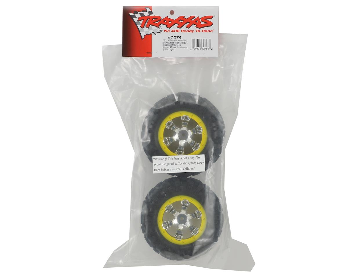Traxxas Pre-Mounted Canyon AT Tires w/Geode Beadlock Style Wheels (2) (Chrome/Yellow) 7276