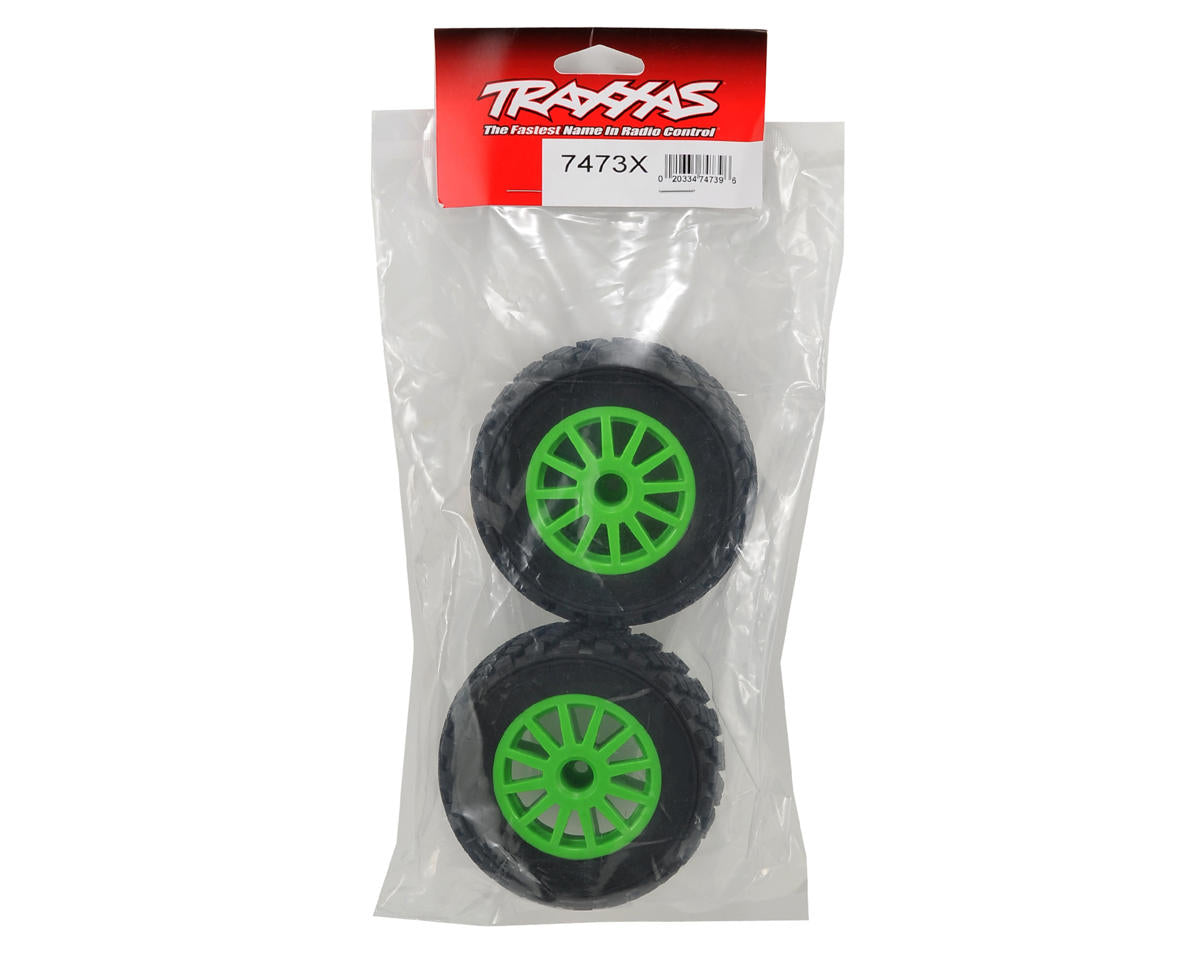 Traxxas Rally Tire w/Rally Wheel (2) (Green) (Standard) 7473X