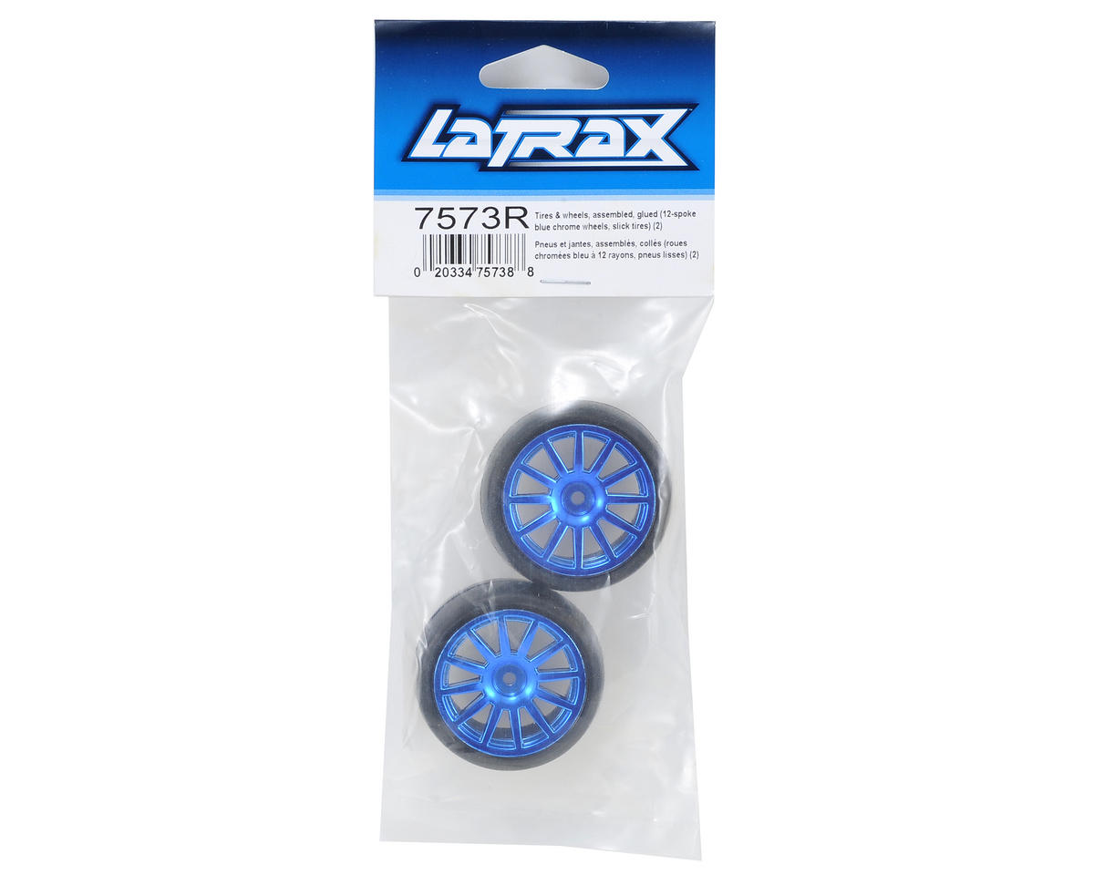Traxxas LaTrax Pre-Mounted Slick Tires & 12-Spoke Wheels (Blue Chrome) (2) 7573r