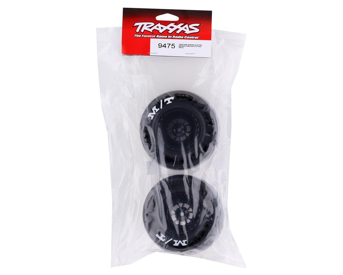 Traxxas Drag Slash Rear Pre-Mounted Tires (Gloss Black) (2) w/Weld Wheels & 12mm Hex 9475