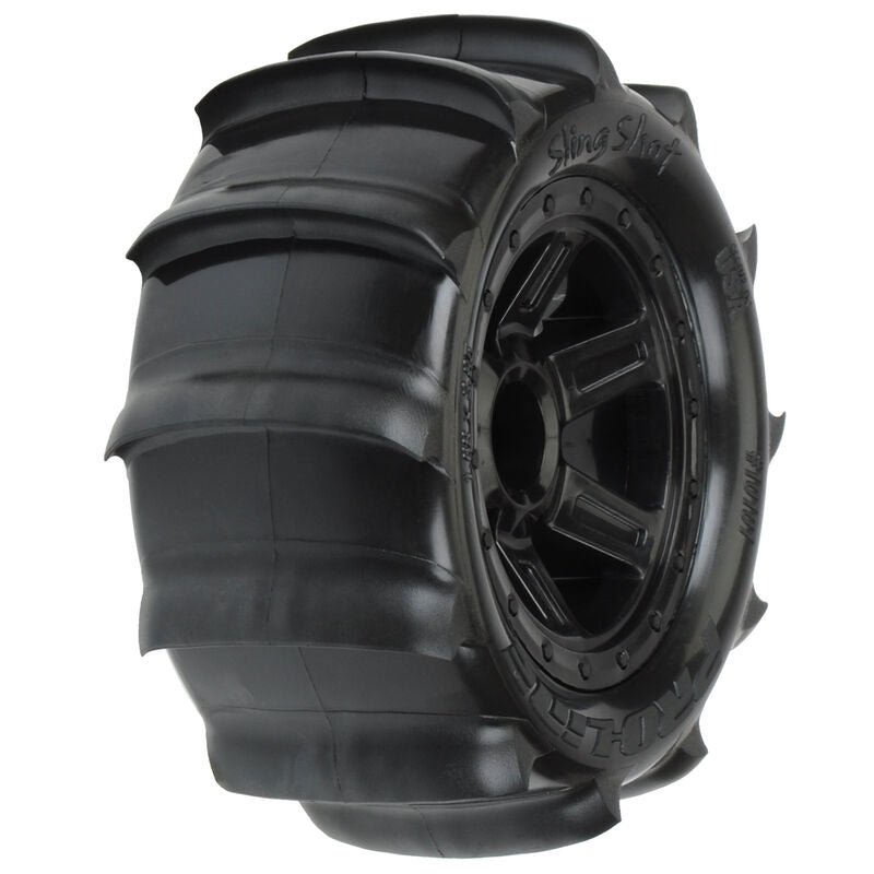 Pro-Line Racing 10101-10 1/16 Sling Shot Fr/Rr 2.2" Sand Tires Mounted 12mm Blk Desperado (2)
