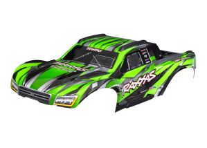 TRAXXAS Body, Maxx Slash®, green (painted)/ decal sheet (assembled with body support, body plastics, & latches for clipless mounting) 10211-GRN