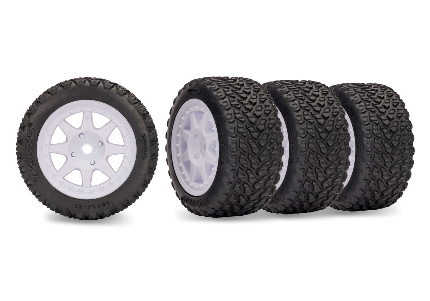 TRAXXAS White Mini Rally Wheels with Rally Tires (F&R) 10874