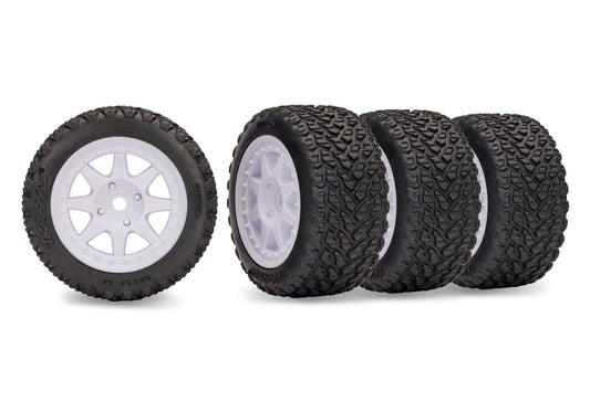TRAXXAS White Mini Rally Wheels with Rally Tires (F&R) 10874