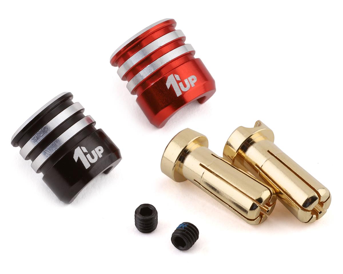 1UP Racing Heatsink Plug Grips w/5mm Bullets (Black/Red) 190436