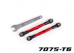 TRAXXAS Toe links, front (TUBES RED-anodized, 7075-T6 aluminum, stronger than titanium) (2) (assembled with rod ends and hollow balls)/ aluminum wrench (1) 2445R