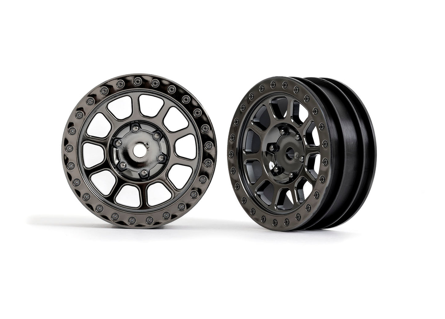 TRAXXAS Wheels, 2.2" (black chrome) (2) (Bandit® front) 2481A