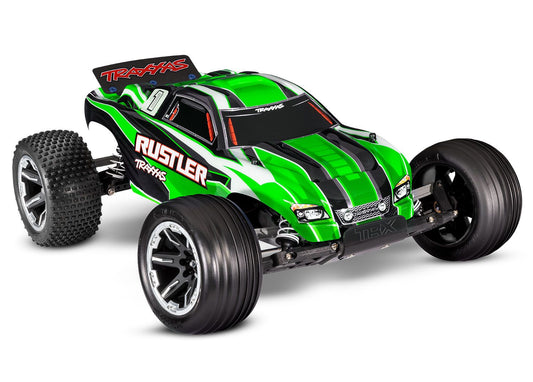 Traxxas Rustler® XL-5 RTR Tq Remote Type C charger GREEN 37054-8