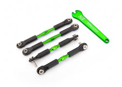 Turnbuckles, aluminum (green-anodized), camber links, front, 39mm (2), rear, 49mm (2) (assembled w/rod ends & hollow balls)/ wrench 3741G