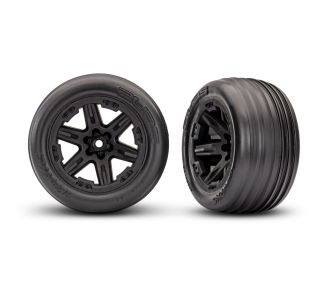 TRAXXAS, SLASH 2WD FRONT RXT 2.8" Black Wheels & Tires (2) 3796-BLK