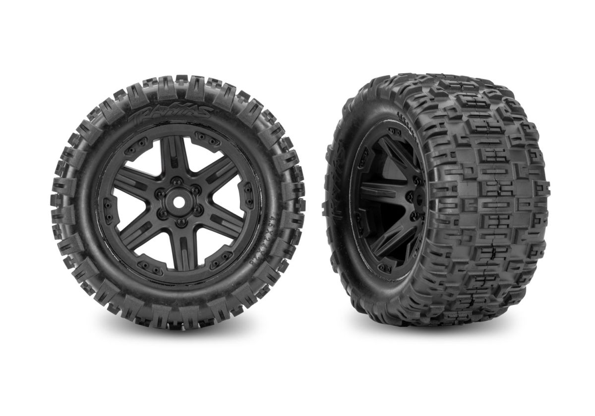 TRAXXAS RXT 2.8" Black Wheels & Sledgehammer ST Tires (2) 3797-BLK
