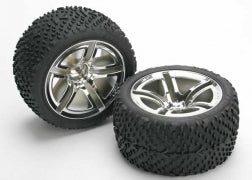 TRAXXAS Tires & wheels, assembled, glued (Jato® twin-spoke wheels, Victory tires, foam inserts) (rear) (2) 5573