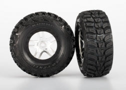 TRAXXAS Slayer, Traxxas Kumho Venture MT Pre-Mounted Tires (Satin Chrome) (2) (S1) w/Split-Spoke Wheels 5976R