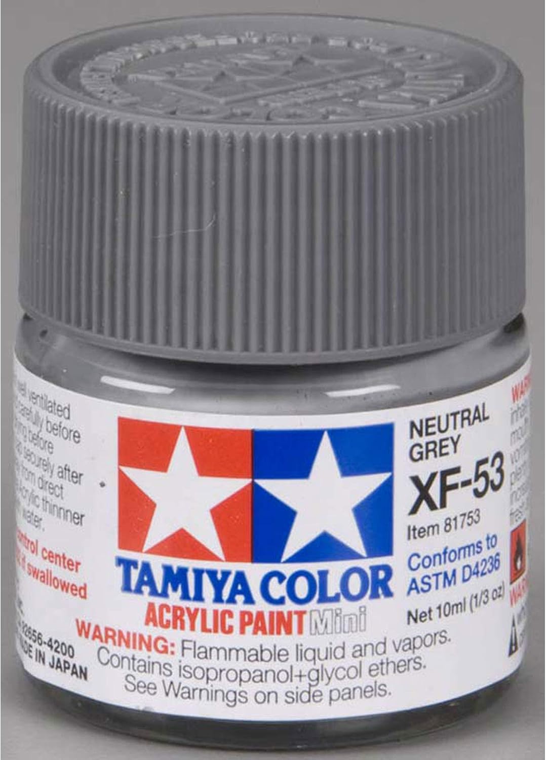 Acrylic Mini XF-53 Neutral Grey Paint, 10ml Bottle 81753